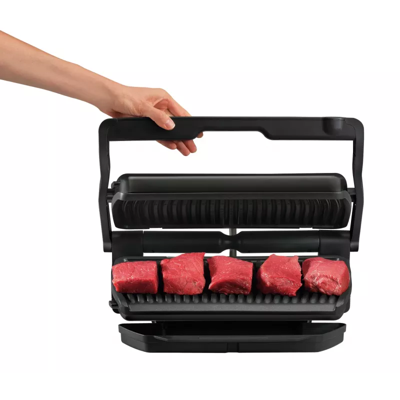 Kontaktgrils Tefal GC7228 — 800 cm² cepšanas virsma, regulējams termostats, melns nerūsējošais tērauds
