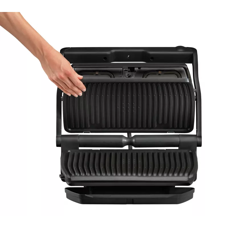 Kontaktgrils Tefal GC7228 — 800 cm² cepšanas virsma, regulējams termostats, melns nerūsējošais tērauds