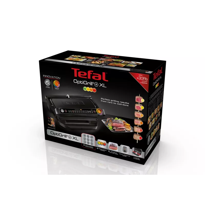 Kontaktgrils Tefal GC7228 — 800 cm² cepšanas virsma, regulējams termostats, melns nerūsējošais tērauds