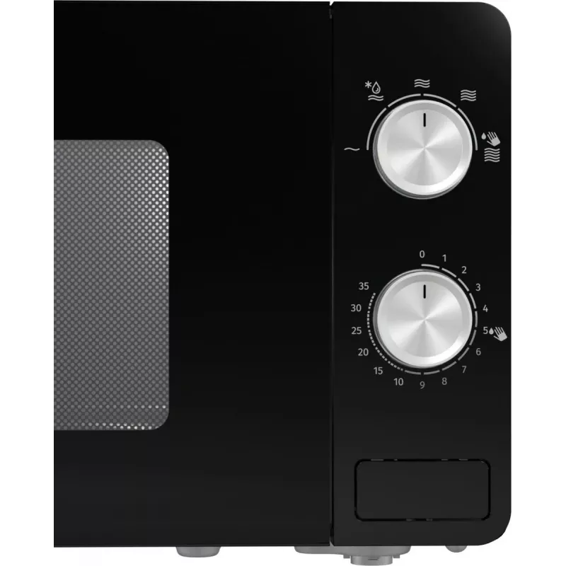 Solo mikroviļņu krāsns Gorenje MO20E1B — 20 L, 800 W, 5 jaudas līmeņi, 270 mm pagrieziena galds, melna