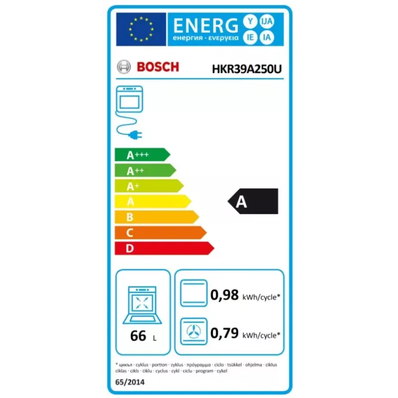 Brīvi stāvoša elektriskā plīts Bosch Serie 4 HKR39A250U, keramikas virsma 4 zonas, cepeškrāsns 66 L, nerūsējošais tērauds, 600 mm