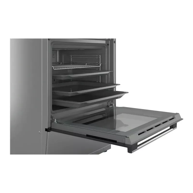 Brīvi stāvoša elektriskā plīts Bosch Serie 4 HKR39A250U, keramikas virsma 4 zonas, cepeškrāsns 66 L, nerūsējošais tērauds, 600 mm