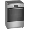 Brīvi stāvoša elektriskā plīts Bosch Serie 4 HKR39A250U, keramikas virsma 4 zonas, cepeškrāsns 66 L, nerūsējošais tērauds, 600 mm