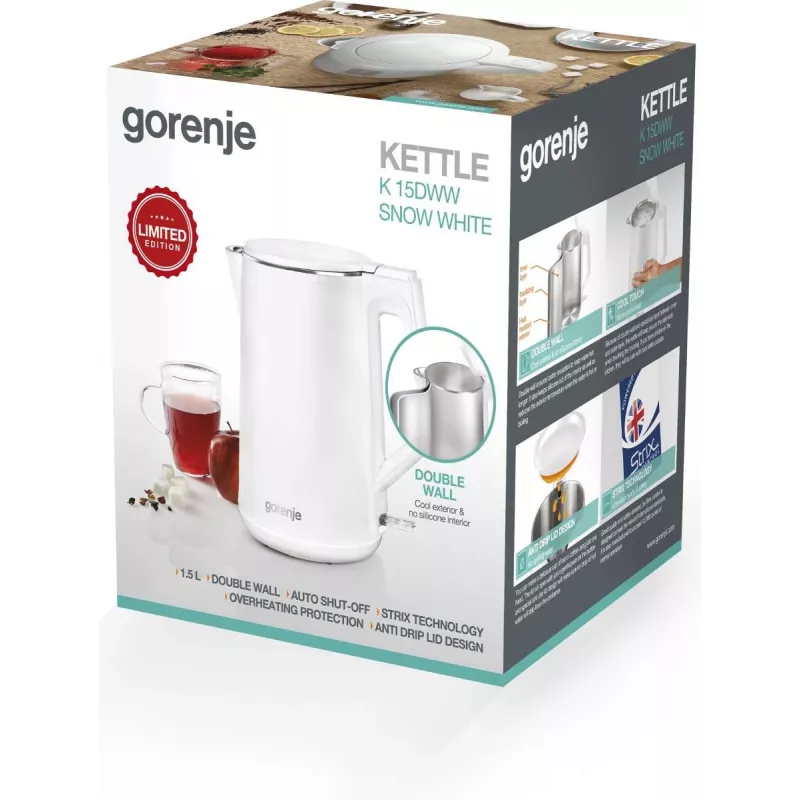 Gorenje 737894 elektriskā tējkanna 1.5 L 2200 W Balta