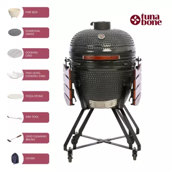 Kamado grils TUNABONE Classic 23 collas (L izmērs) keramikas stila ogļu grils, tumši pelēks