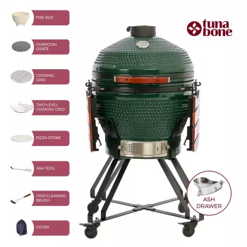 Keramikas Kamado Grils TARGUS TBG24GREEN-02 — 24 collu zaļš ogļu grils