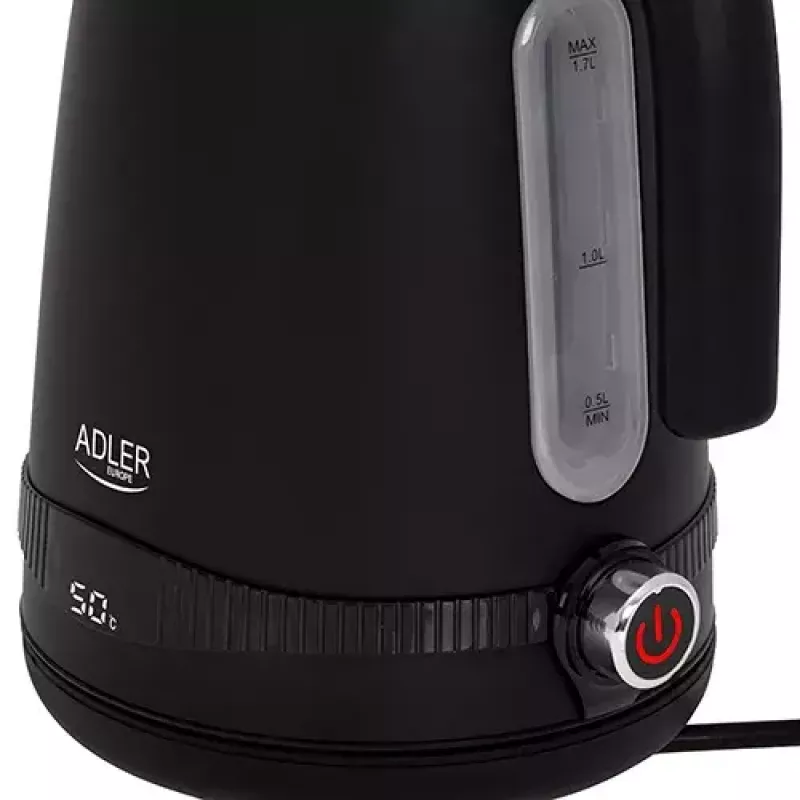 Adler AD 1295b elektriskā tējkanna, 1,7 l, 2200 W, melna