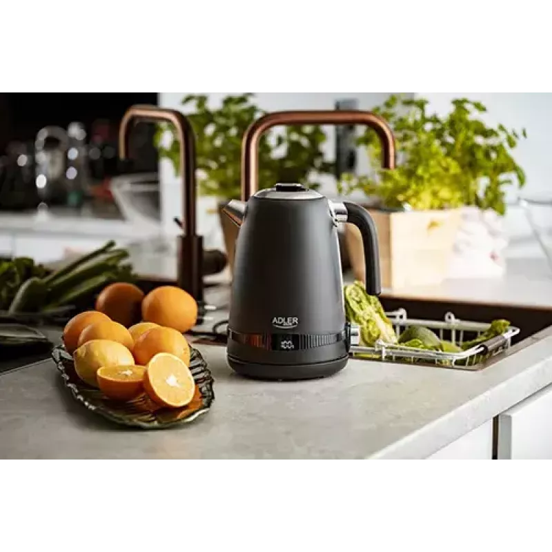 Adler AD 1295b elektriskā tējkanna, 1,7 l, 2200 W, melna