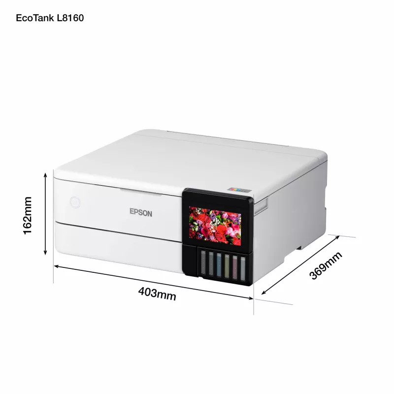 Daudzfunkciju tintes printeris Epson EcoTank L8160 — Krāsu drukāšana, 5760x1440 DPI, 32 lpp/min, A4, Wi‑Fi, Duplekss