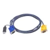 ATEN USB KVM kabelis 1,8m, VGA, melns, HDB-15 + USB A, SPHD-15, vīrišķais
