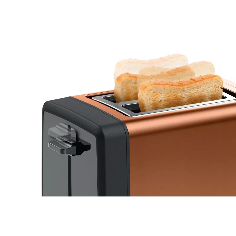 Toasteris Bosch TAT4P429, 2 šķēles, 970 W, melns/brūns, kompakts nerūsējošais tērauds