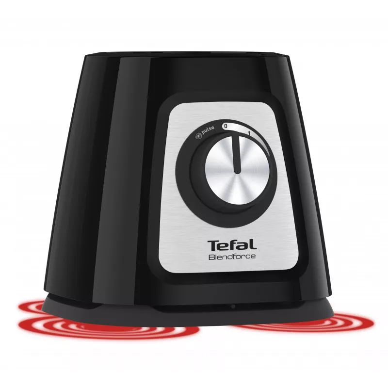 Galda blenderis Tefal BlendForce II BL4388 — 800 W, 1,25 L stikla trauks, ledus drupināšana, melns/brushed steel