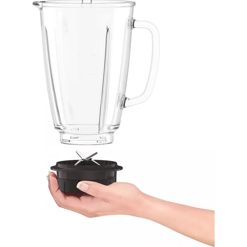 Galda blenderis Tefal BlendForce II BL4388 — 800 W, 1,25 L stikla trauks, ledus drupināšana, melns/brushed steel