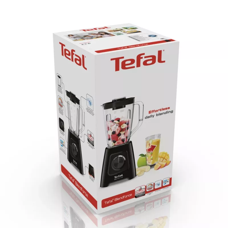 Galda blenderis Tefal BL4208 — 600 W, 1,25 L plastmasas trauks, 2 ātrumi, ledus drupināšana, melns