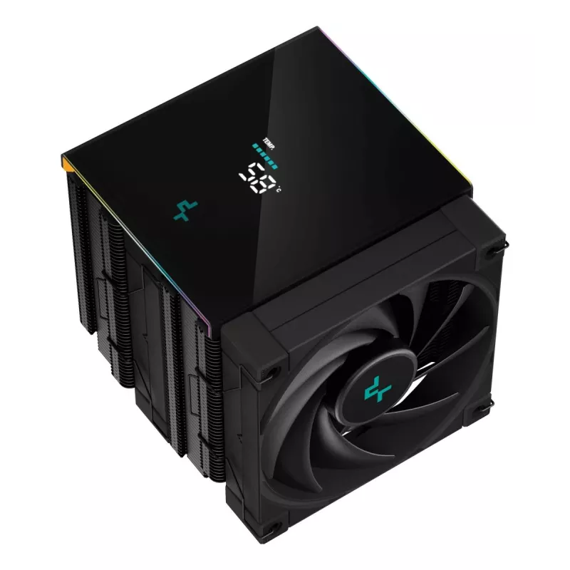 Dzesētājs DeepCool AK620 12 cm, divi 120 mm ventilatori, 6 siltuma caurules, TDP 260 W, PWM, FDB, augstums 160 mm, melns