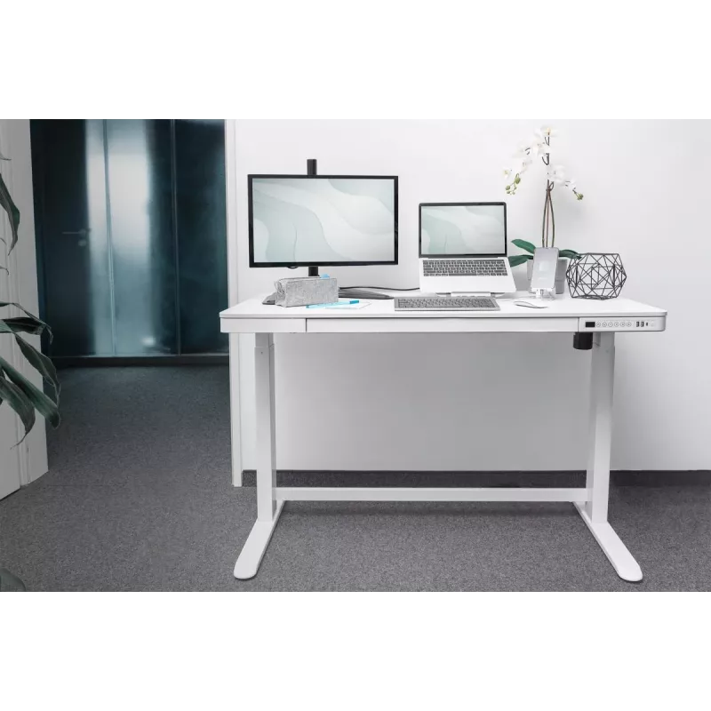 DIGITUS elektriski regulējams augstuma galds 120x60x12cm balts ar USB