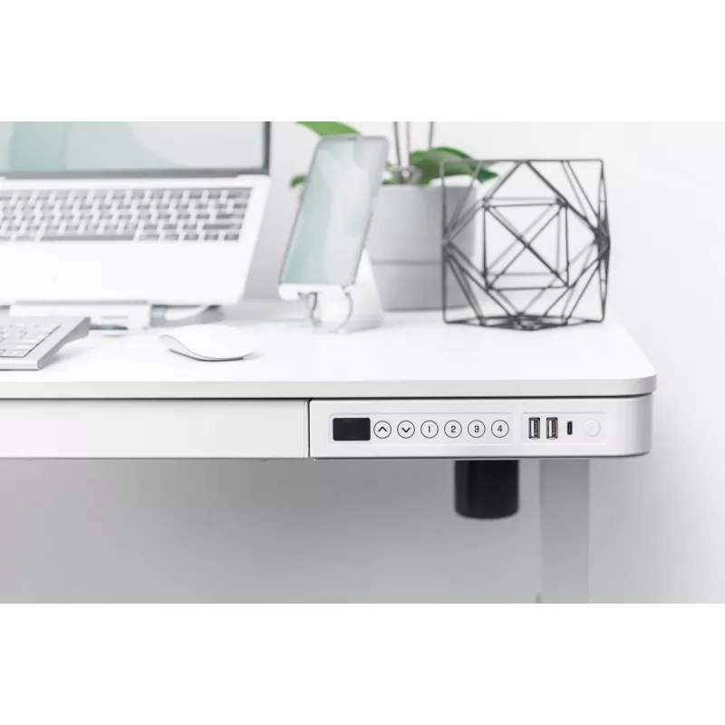 DIGITUS elektriski regulējams augstuma galds 120x60x12cm balts ar USB