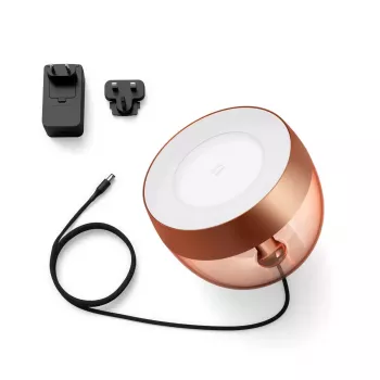Philips Hue Iris Copper Special Edition viedā galda lampa — 1 spuldze, Bluetooth un Zigbee, 100–240V, 2m kabelis
