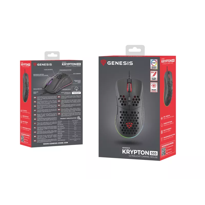 GENESIS Krypton 555 Gaming pele, USB-A, optiskais sensors, 8000 DPI