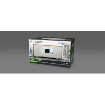 Personālais radio Muse M-695 DBTW — DAB/DAB+/FM digitālais uztvērējs, 2,8 collu TFT, 60W RMS, AC/DC, koks/balts