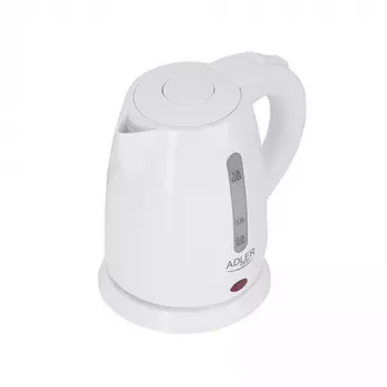 Elektriskā tējkanna Adler AD 1272 — 1 L, 1600 W, lazdu riekstu balta, pogu vadība, pretkaļķa filtrs