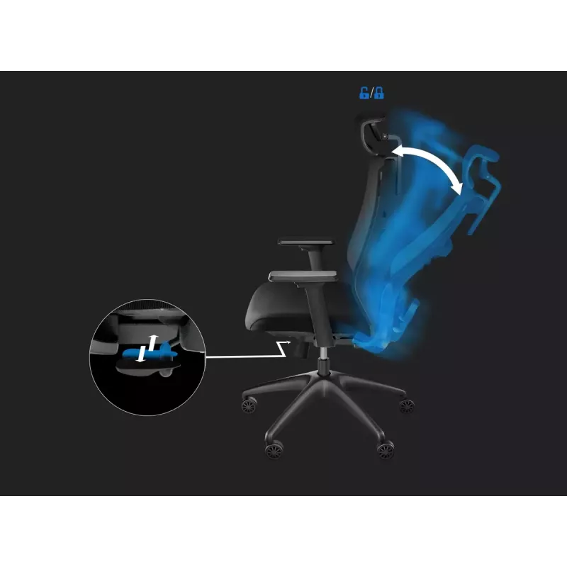 Spēļu krēsls GENESIS Astat 200 Mesh sēdeklis Melns 120 kg