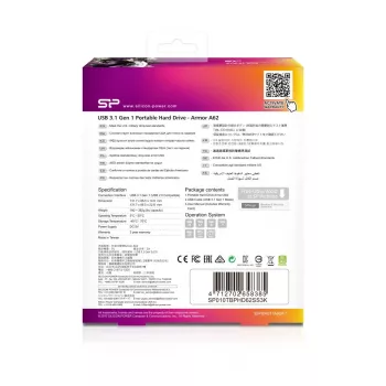 SILICON POWER Armor A62 1TB Black ārējais cietais disks USB 3.2 Gen 1