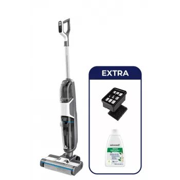 Bissell CrossWave HF3 Cordless Select bezvadu vertikālais putekļsūcējs, slapjā un sausā tīrīšana, bezmaisa, 255 W, pelēks, balts