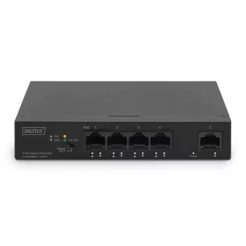 DIGITUS PoE slēdzis 4+1 porti Gigabit nekonfigurējams 4 PoE porti