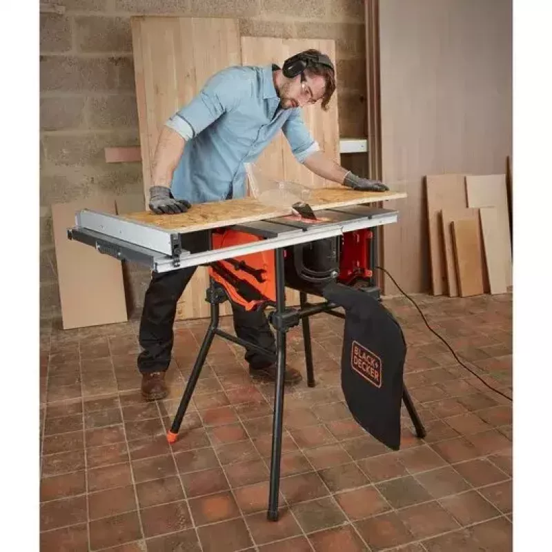 Galda ripzāģis Black & Decker BES720-QS — 1800 W, 25.4 cm asmens, 8.5 cm griešanas dziļums, brīvi stāvošs, galda pagarinājums