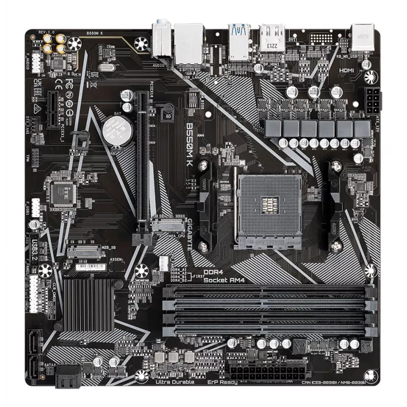 Mātesplate GIGABYTE B550M K - AMD Ryzen 5000, DDR4 līdz 4733MHz, PCIe 4.0 M.2, 1GbE LAN