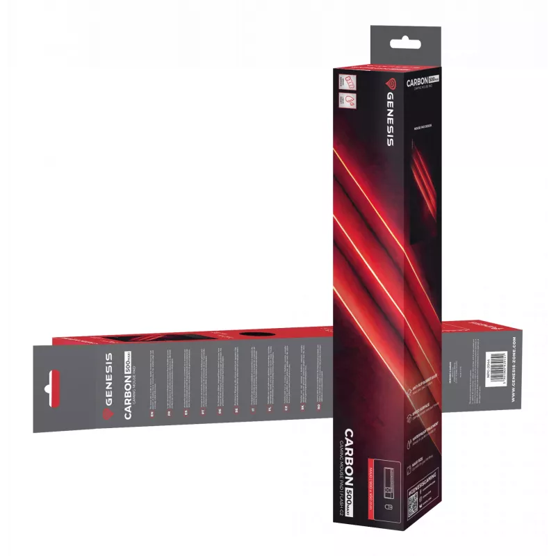 GENESIS Carbon 500 Maxi Flash G2 Gaming peles paliktnis Melns, Sarkans
