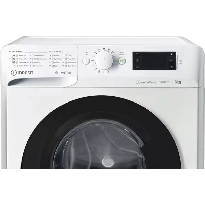 Indesit MTWSE 61294 WK EE veļas mazgājamā mašīna, priekšējā ielāde, 6 kg, 1151 RPM, balta