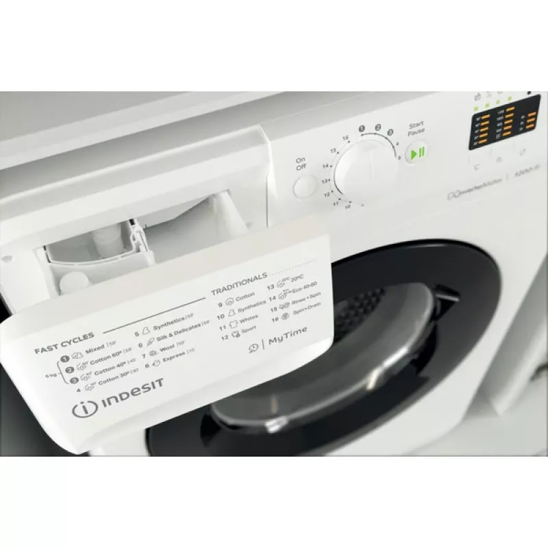 Indesit MTWSA 61294 WK EE veļas mazgājamā mašīna, priekšējā ielāde, 6 kg, 1151 RPM, balta