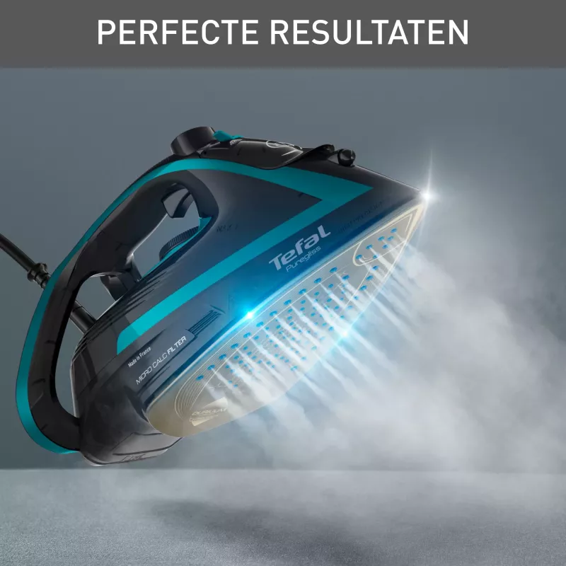 Tefal Puregliss FV8066 sausā un tvaika gludeklis ar Durilium AirGlide Autoclean zoli 3000 W Melns, Zils