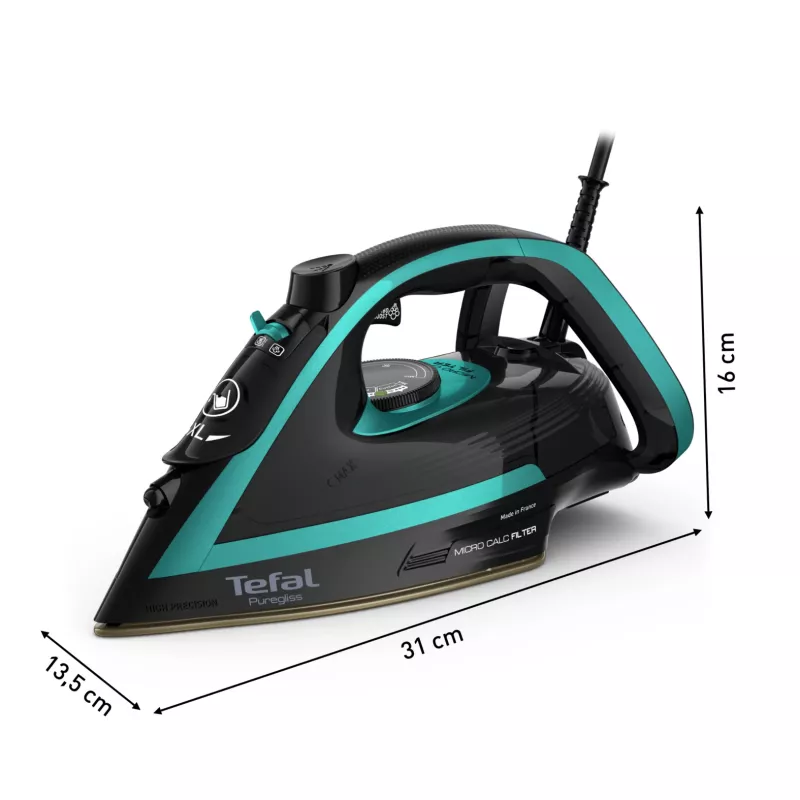 Tefal Puregliss FV8066 sausā un tvaika gludeklis ar Durilium AirGlide Autoclean zoli 3000 W Melns, Zils