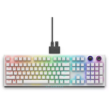 Alienware Tri-Mode AW920K spēļu tastatūra, USB + RF bezvadu + Bluetooth, balta