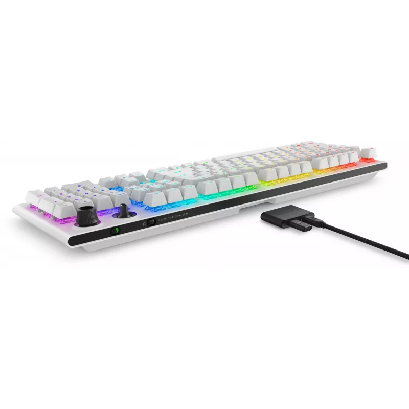 Alienware Tri-Mode AW920K spēļu tastatūra, USB + RF bezvadu + Bluetooth, balta