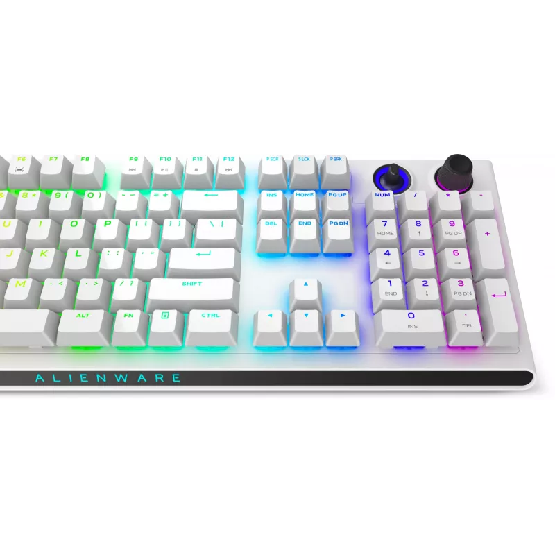 Alienware Tri-Mode AW920K spēļu tastatūra, USB + RF bezvadu + Bluetooth, balta