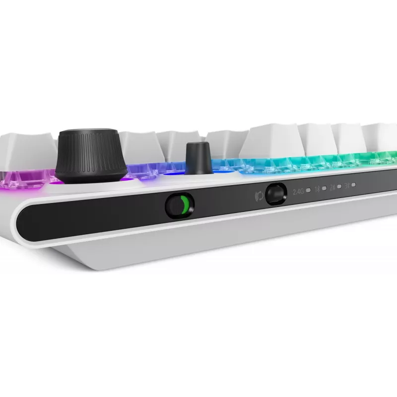 Alienware Tri-Mode AW920K spēļu tastatūra, USB + RF bezvadu + Bluetooth, balta