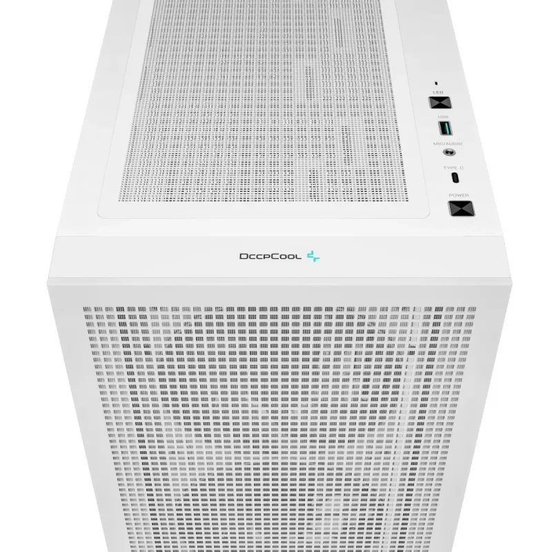 DeepCool CH560 Digital WH Mid-Tower datora kārba, E-ATX/ATX, rūdīts stikls, 3x 140 mm ARGB ventilatori, digitālais statusa displejs, USB-C, balta