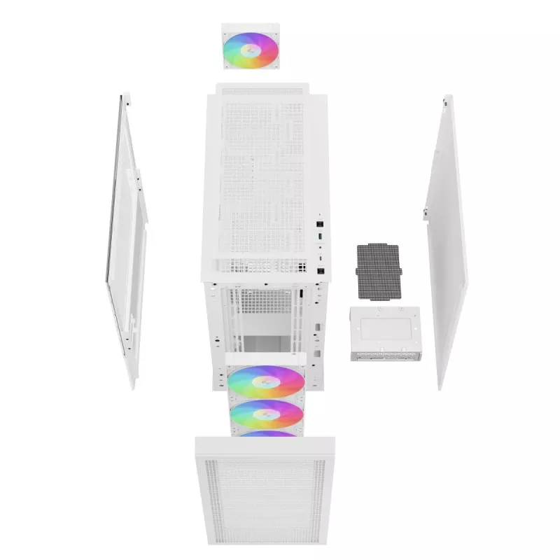 DeepCool CH560 Digital WH Mid-Tower datora kārba, E-ATX/ATX, rūdīts stikls, 3x 140 mm ARGB ventilatori, digitālais statusa displejs, USB-C, balta