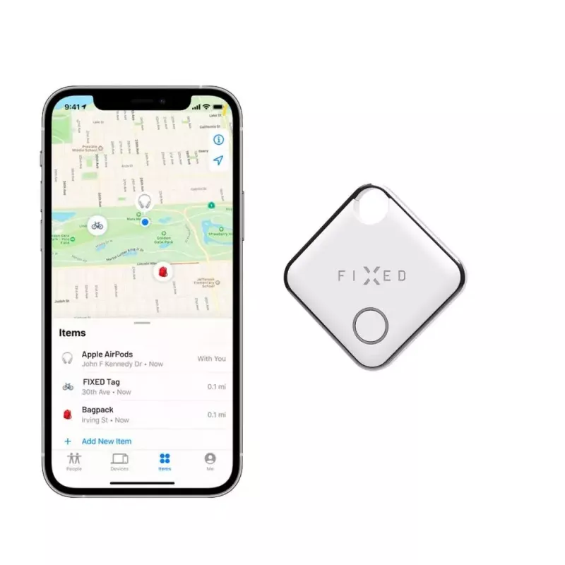 Bluetooth izsekošanas birka FIXED FIXTAG-WH — balta, 11 g