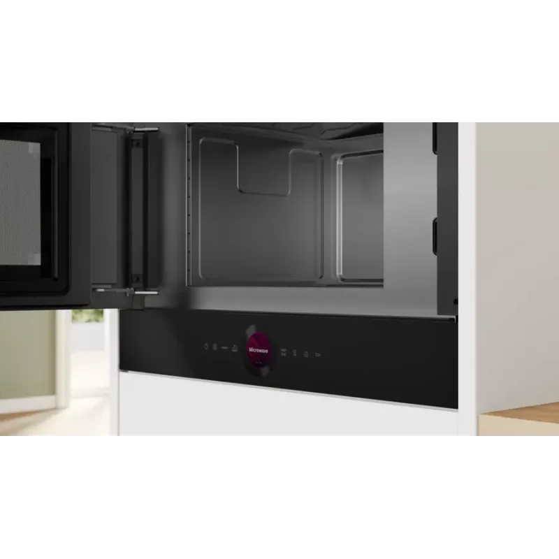 Iebūvējamā solo mikroviļņu krāsns Bosch Serie 8 BFL7221B1 — 900 W, 21 L, skārienjutīga vadība, melna