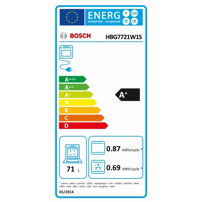 Iebūvējamā elektriskā cepeškrāsns Bosch HBG7721W1S, pirolīzes tīrīšana, balta