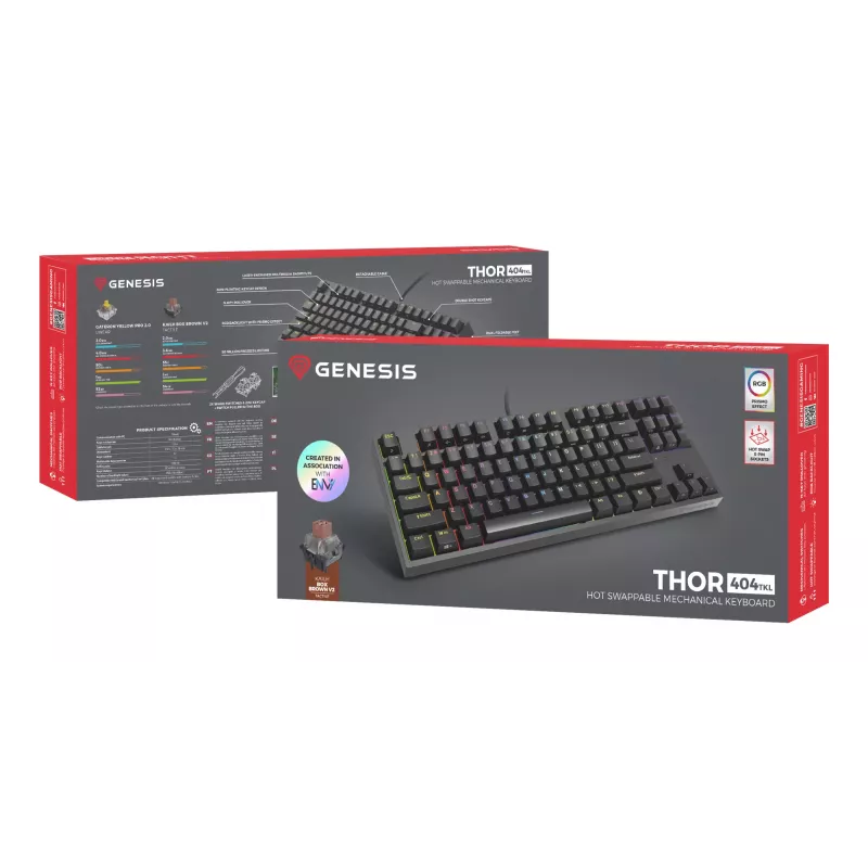 GENESIS Thor 404 TKL tastatūra Gaming USB QWERTY US English Melna