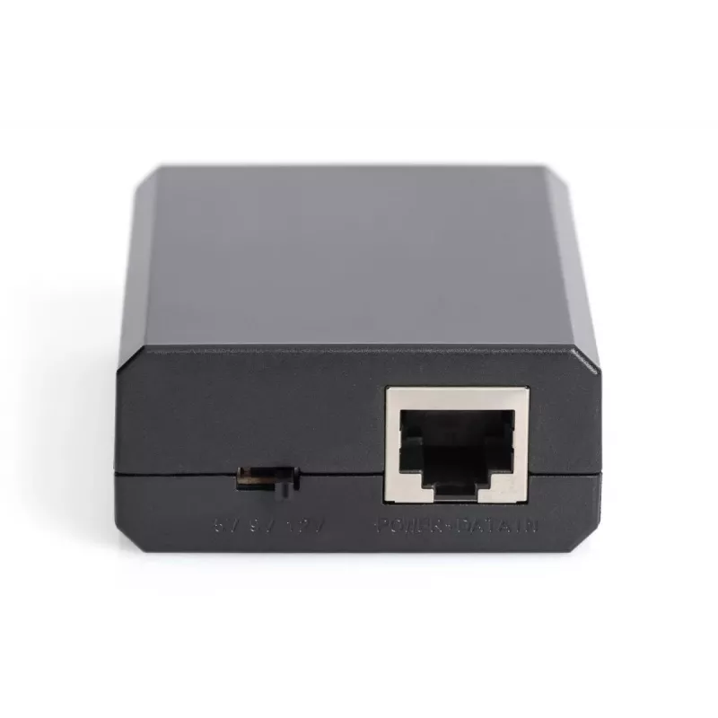 DIGITUS Gigabit PoE+ Sadalītājs, 10/100/1000 Mbps, 24W Ieeja: 802.3at PoE, Izeja: 5V/2A, 9V/2A, 12V/2A, plastmasas korpuss, melns