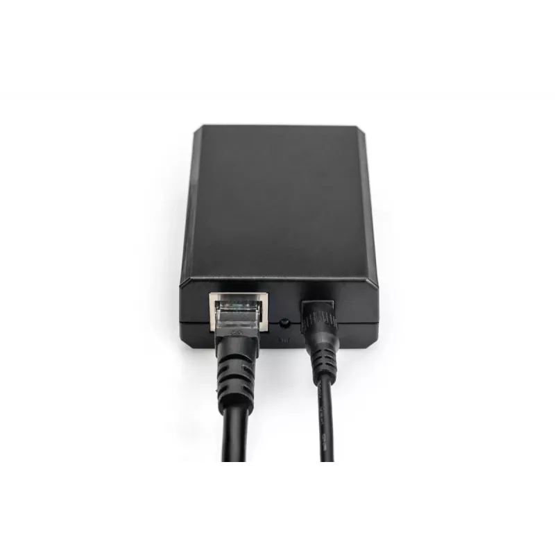 DIGITUS Gigabit PoE+ Sadalītājs, 10/100/1000 Mbps, 24W Ieeja: 802.3at PoE, Izeja: 5V/2A, 9V/2A, 12V/2A, plastmasas korpuss, melns