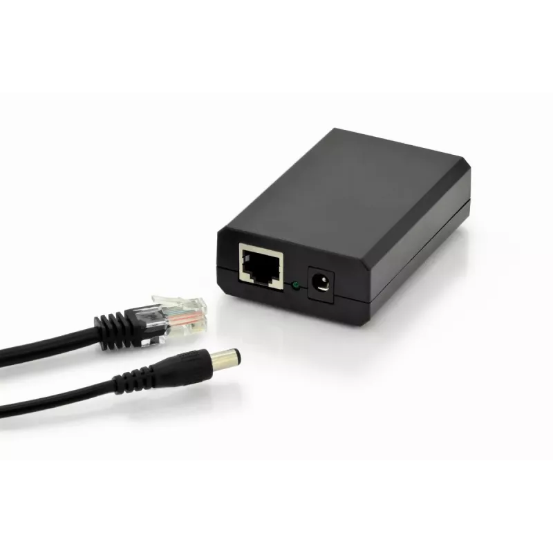 DIGITUS Gigabit PoE+ Sadalītājs, 10/100/1000 Mbps, 24W Ieeja: 802.3at PoE, Izeja: 5V/2A, 9V/2A, 12V/2A, plastmasas korpuss, melns