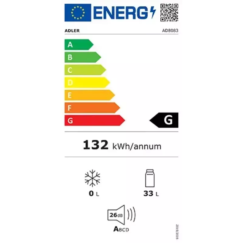 Termoelektriskais vīna dzesētājs Adler AD 8083 — 12 pudelēm, brīvstāvošs, melns, 33 L, 12–18 °C